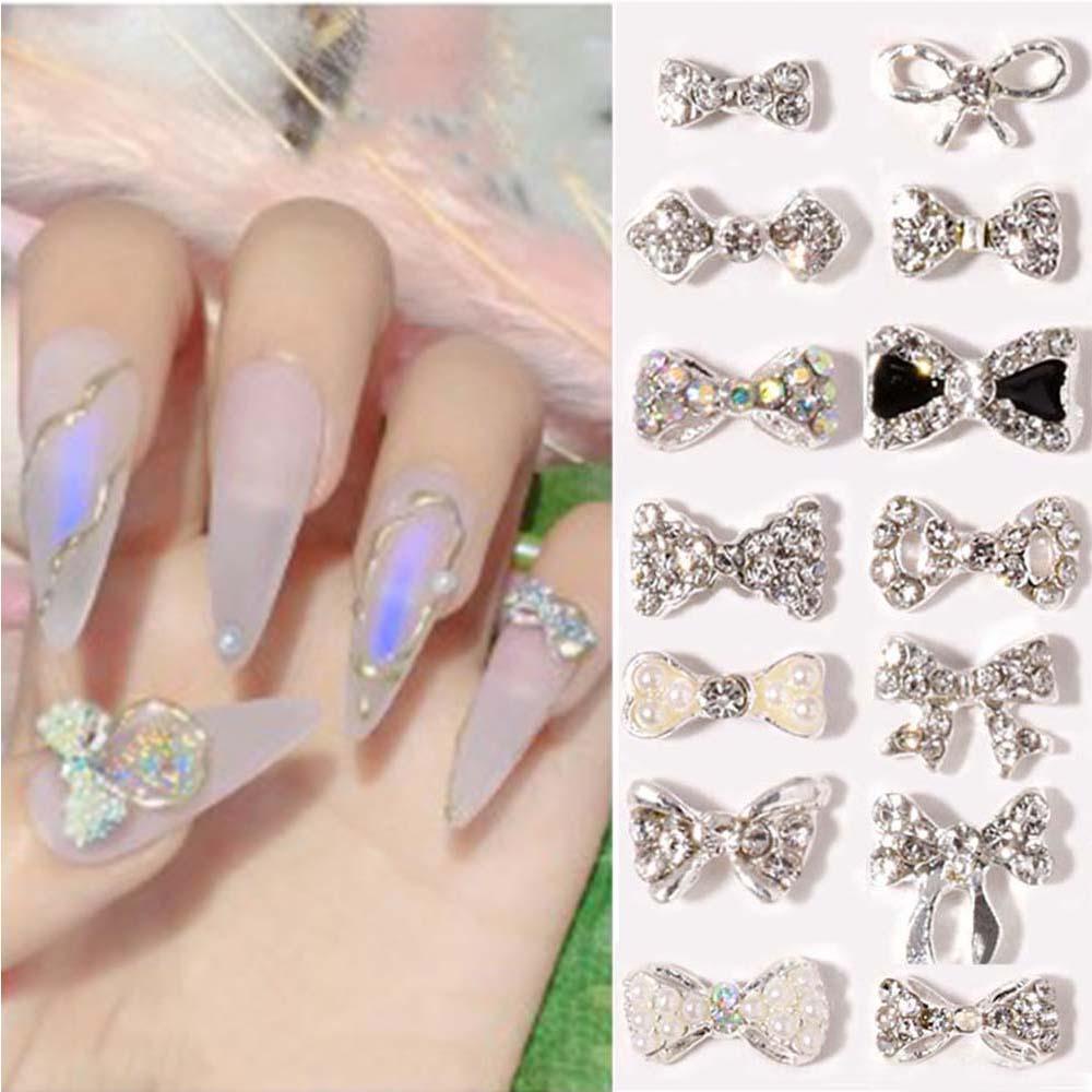 Agustina Bow Nail Rhinestones 5 Pcs Shiny Super Flash Ikatan Simpul Berlian Kaca Batu DIY Nail Art Dekorasi