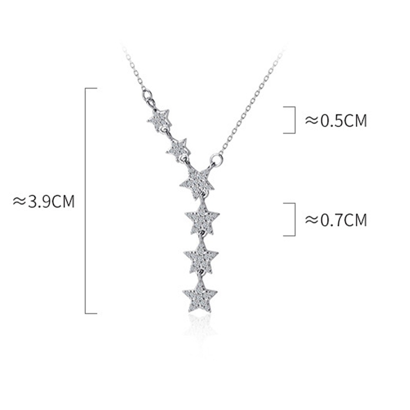 Kalung Rantai Sterling Silver 925 Simple Dengan Liontin Bintang Zircon Berkilau Untuk Wanita