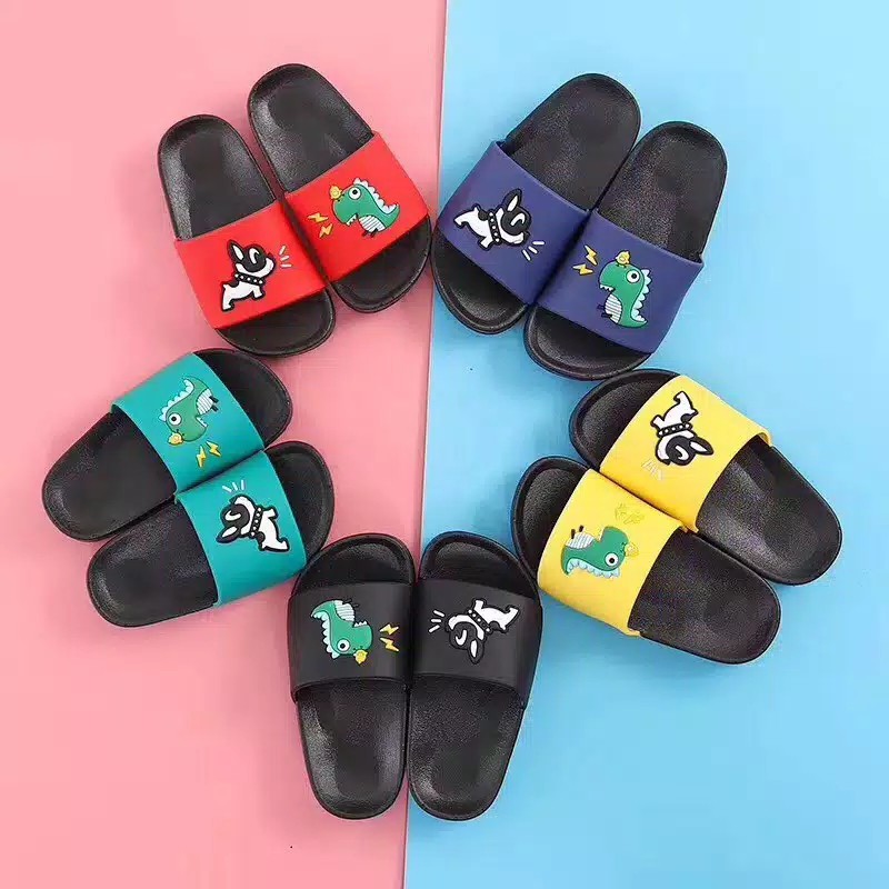 SANDAL DINO Sandal selop karet lucu anak, Sandal anak dino lucu