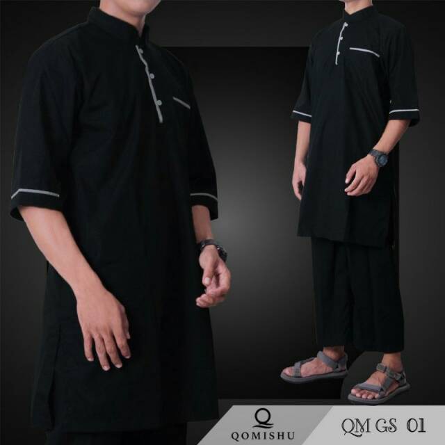 BAJU KOKO PRIA SETELAN CELANA QOMISHU (KODE: QMGS). BAJU KOKO PAKISTAN PRIA MUSLIM DEWASA