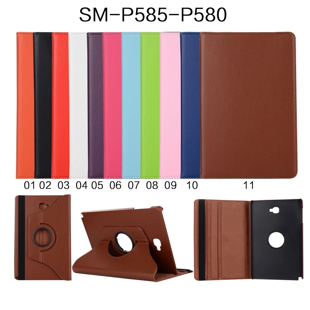 Casing Untuk Samsung Galaxy Tab A 10.1 (2016) SM-T580 SM-T585 SM-P580 SM-P585 SM-P585Y Tablet Protection Cover Fashion Skins360° Rotating Stand Flip Lipat Folio Leather Case