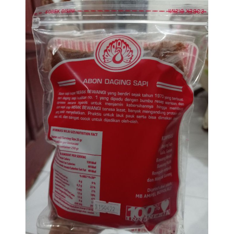 Abon sapi premium merak bewangi 250 gram