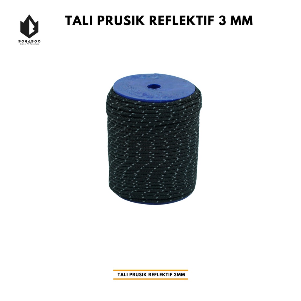 (COD KUY) TALi PERUSIK REFLEKTIF 3 MM - tali prusik reflective - tali perusik nyala - tali tenda outdoor - TALI REFLEKTIF ULTRALIGHT 1 ROLL