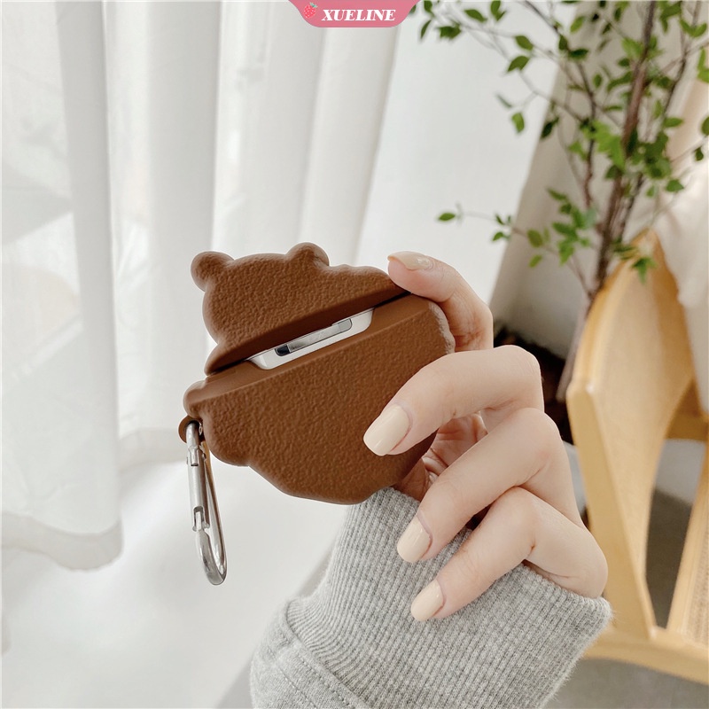 Cover Pelindung Bahan Silikon Bentuk Kartun Cookie Bear Untuk AirPods 1 2 pro