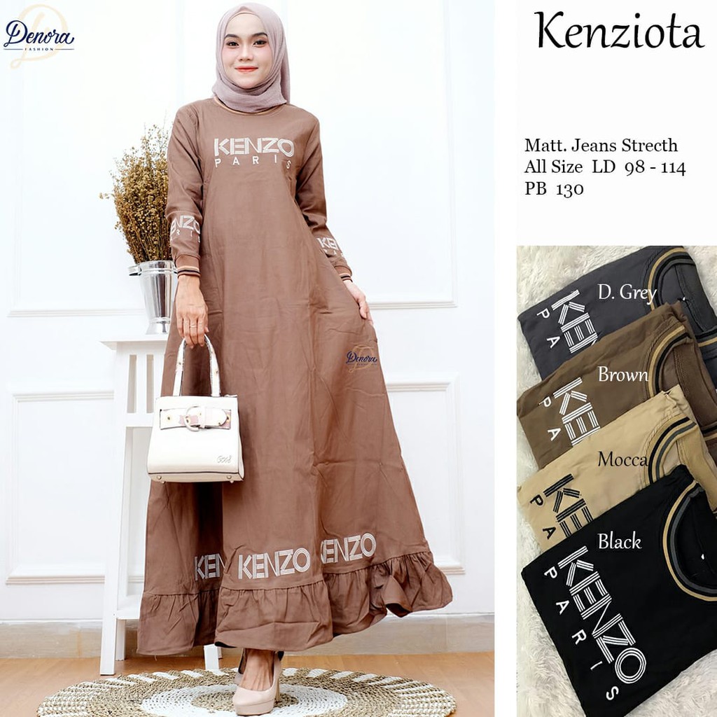 Dress Gamis Kenziota Denora Bahan Jeans Strecth