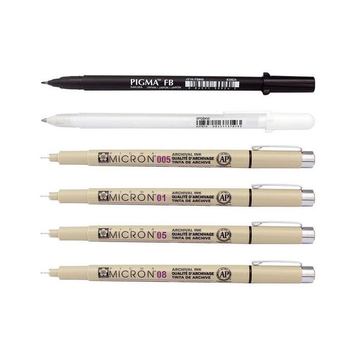 

SAKURA PIGMA MANGA BASIC SET WITH GELLY ROLL PEN WHITE