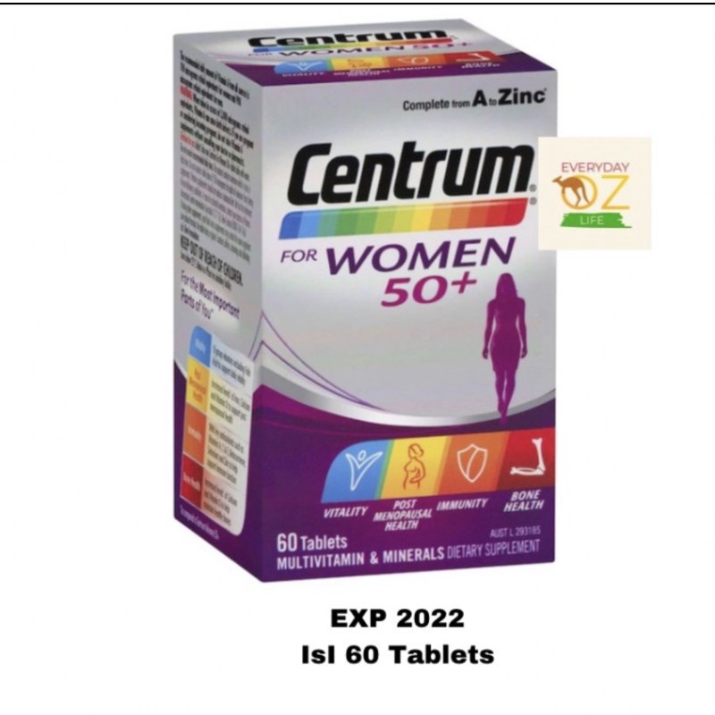 Centrum Women 50+ Plus isi 50 Tablets original Australia Multivitamin Mineral