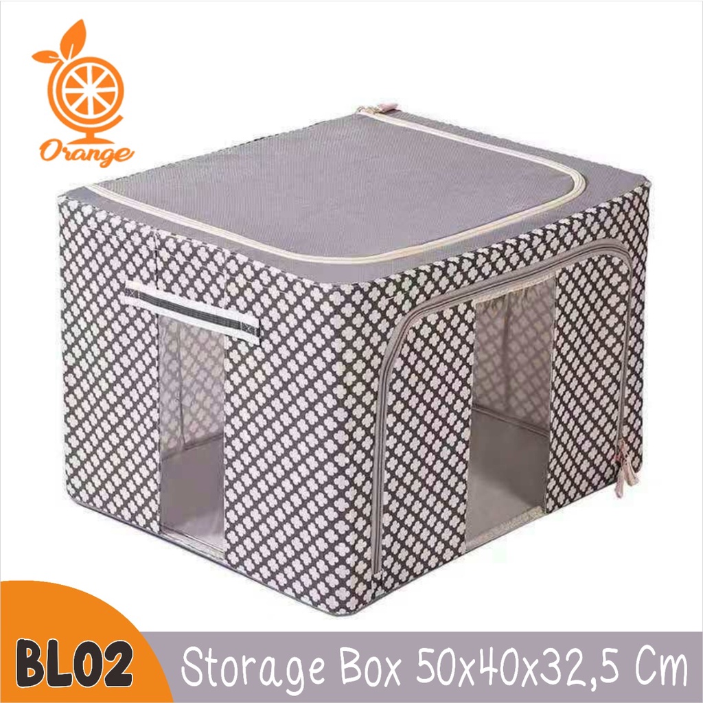 Kotak Penyimpanan Serbaguna Storage Box 66L Double Zipper Frame Baja Large Besar Multifungsi RANDOM WHFURNITURE