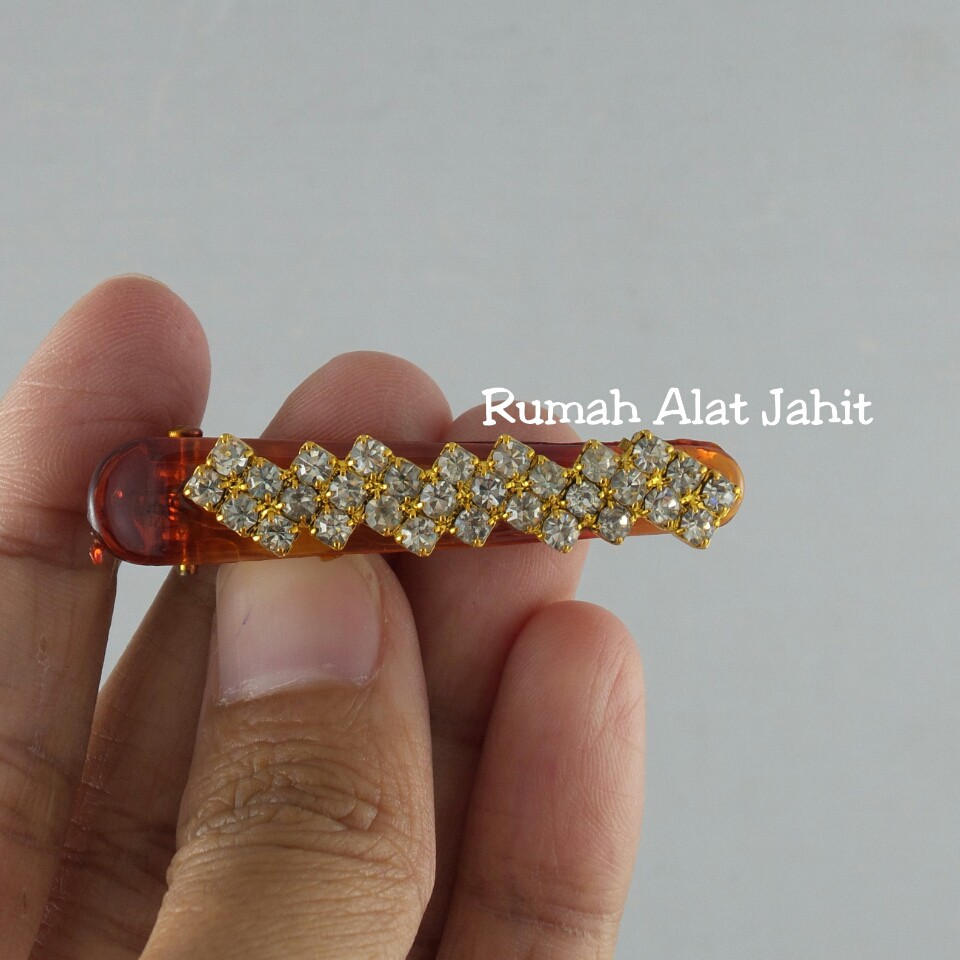 Jepit Rambut / Hair Clip Permata Baris Segi Empat Zig-Zag 4.5cm (sepasang)