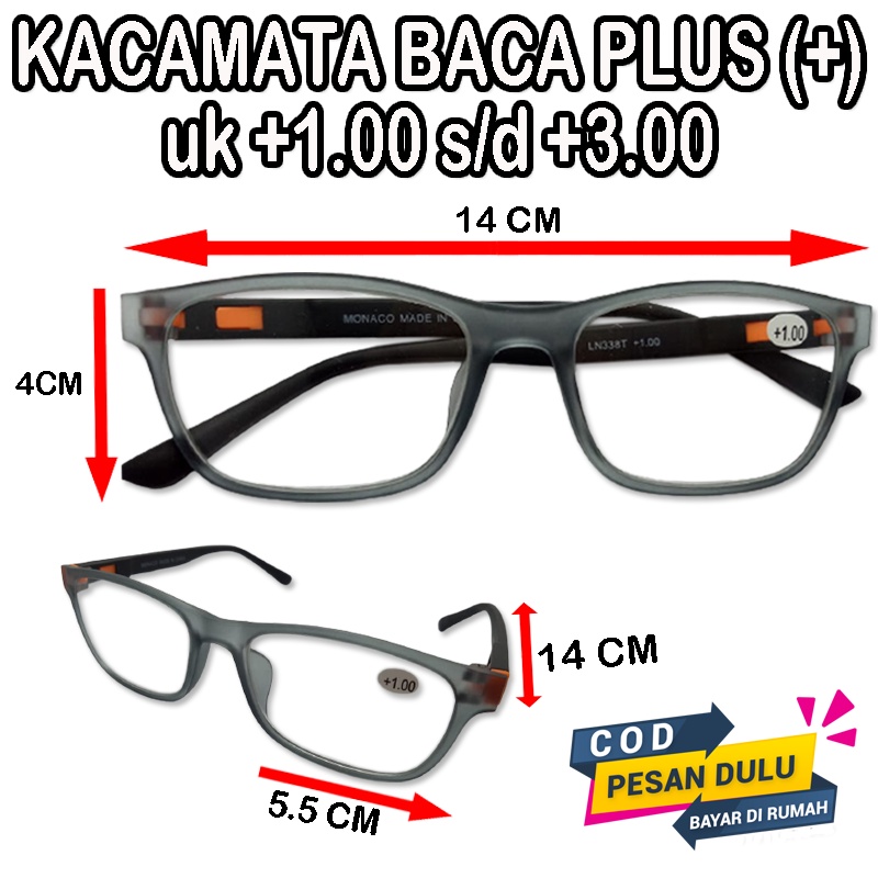 New! Kacamata Baca Plus Hiqh Quality (+) Korean Style  Pria &amp; Wanita +1.00 s/d +3.00 kacamata plus