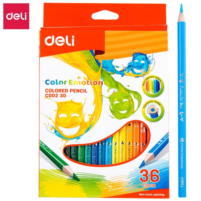 

DELI Colored Pencil Triangle Soft Basswood Rich 36C [EC00230] - Pensil