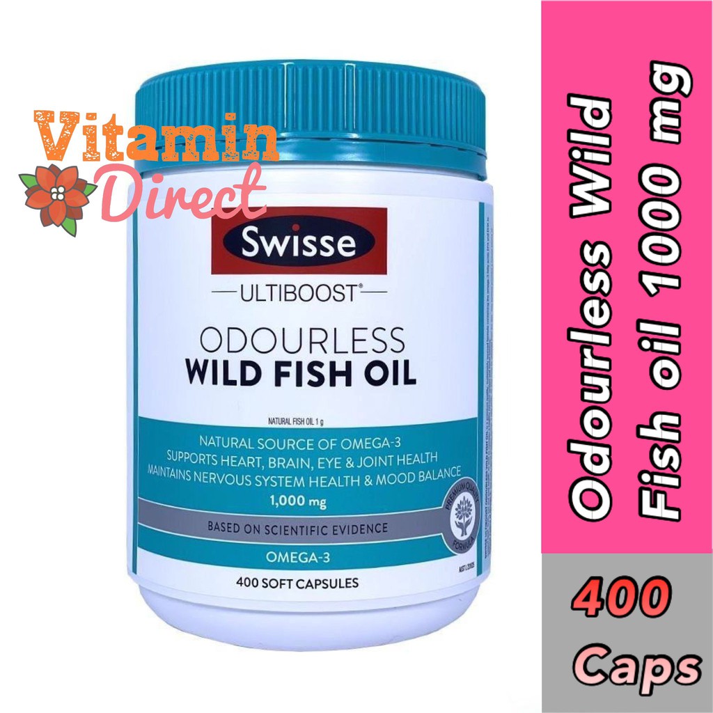 Swisse Odourless Wild Fish Oil 1000 mg 400 Capsules (Ultiboost) OR Swisse Odourless Wild Fish Oil 10