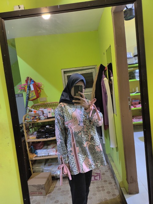 M-l-xl-xxl Batik Tunik Wanita Asj Sa Hrb026 Kenongo Pekalongan Sogan Tulis