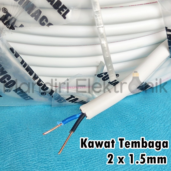 Kabel Listrik Kawat Tembaga 2x1.5 mm NYM 2 x 1,5 mm Culion meteran permeter - Kabel Listrik Kawat Putih