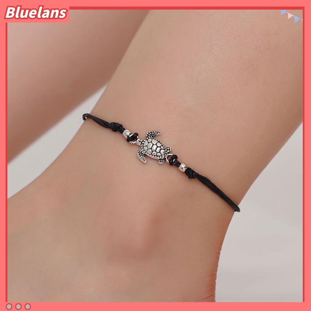 Bluelans Vintage Turtle Charm Handmade Woven Ankle Bracelet Anklet Women Beach Jewelry