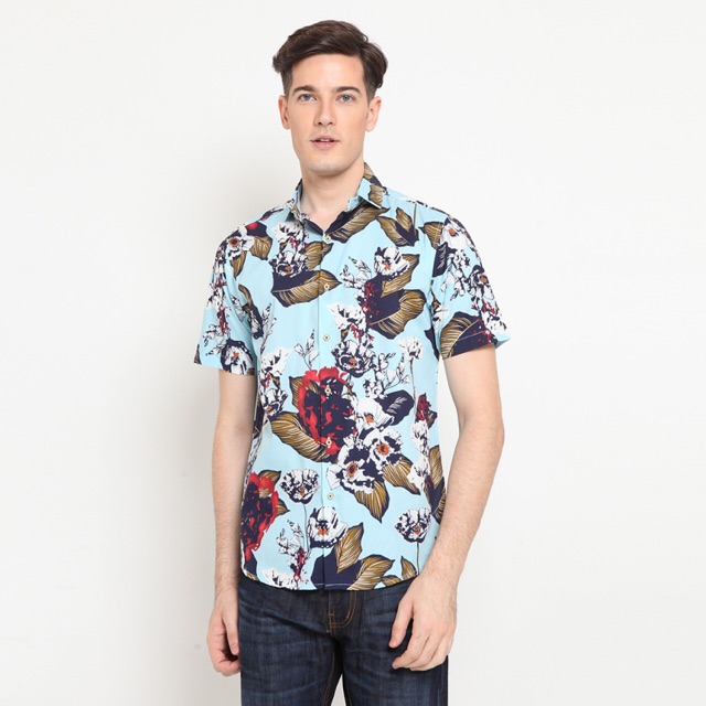 Kemeja LARUSSO Pria lengan pendek 07 blue