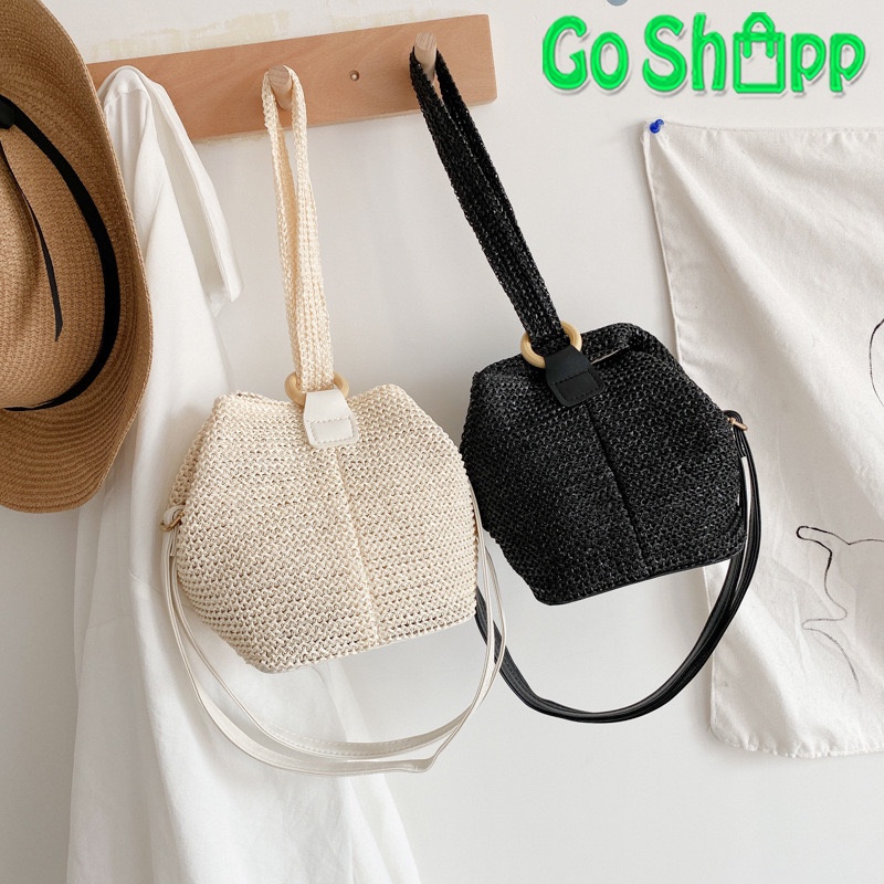 Tas Selempang Bucket Anyaman Import - Tas Wanita Fashion Korea Terbaru - Bucket Bag Fashion Import - Tas Slempang Wanita Kekinian [T10]