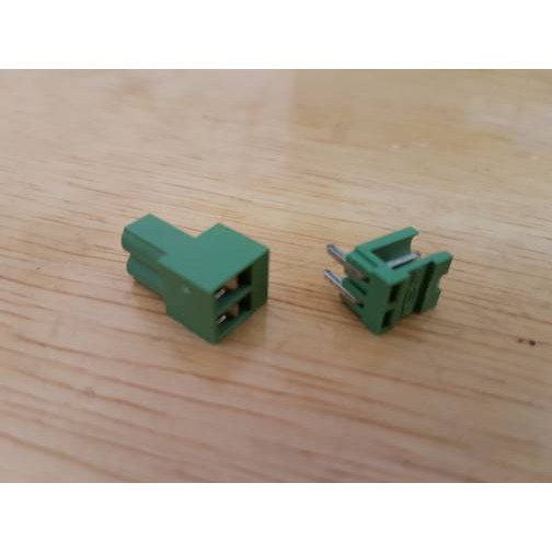 HT3.96mm 2p tekuk L terminal block 3.96mm connector 3.96 mm pair konektor green  2 pin right angle