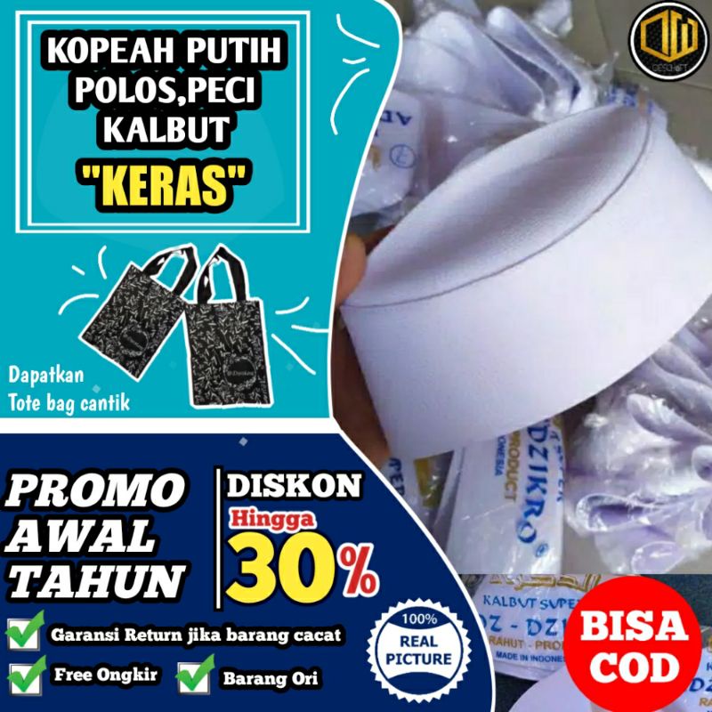 PECI HAJI PUTIH POLOS KOPYAH HAJI KOPIAH KOPEAH PUTIH POLOS PERLENGKAPAN SHOLAT PRIA PECI KALBUT ADZ