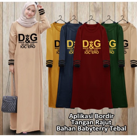 Gamis kaos/rahnem gm 1402 / gamis dewasa/busui friendly / dress wanita Maxy Bordir Babyterry Jumbo