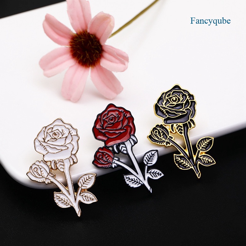 Fancyqube Bros Pin Desain Mawar Merah Hitam Bahan Metal Untuk Hadiah Pernikahan