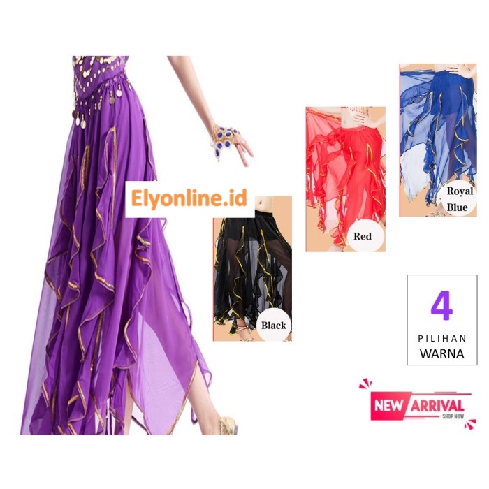 Kostum rok belly dance skirt tamborin sifon glitter long model