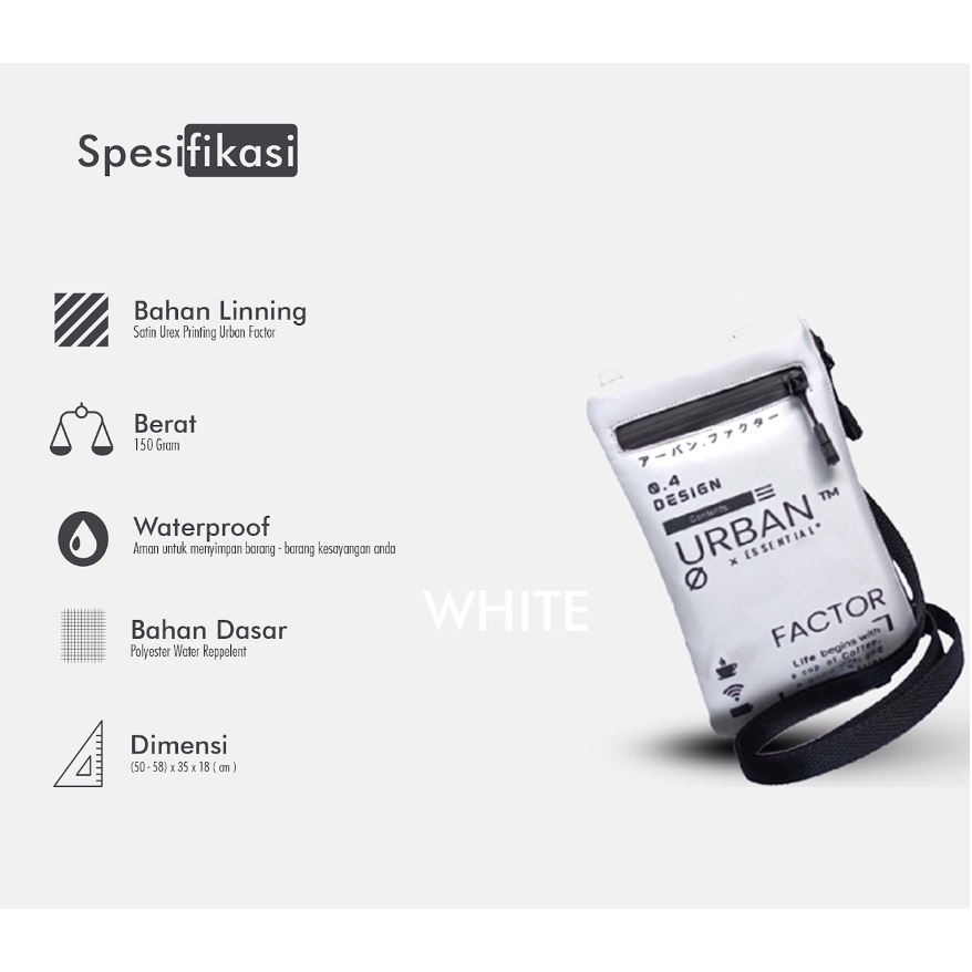 NOCTURNAL WHITE |MNMXURBAN| Tas Selempang Pria Tas Handphone Sling Bag ORIGINAL