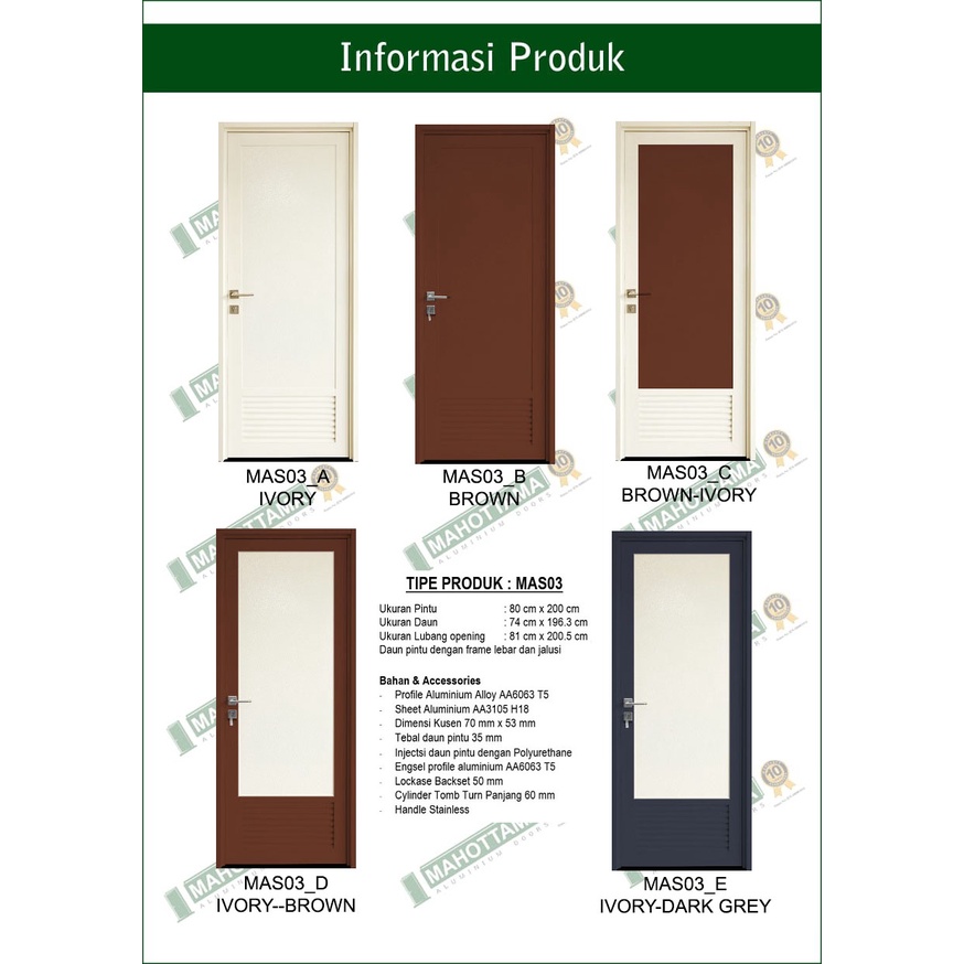 Pintu Aluminium Swing Kamar Mandi Murah Sliding Door Kamar Tidur Anti Rayap Anti Karat Baja Kusen Rumah-4