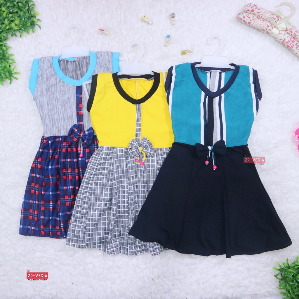 Dress Nabila Uk 5-6 Tahun / Dres Anak Perempuan Cewek Baju Motif Murah Casual Pesta Yukensi Adem