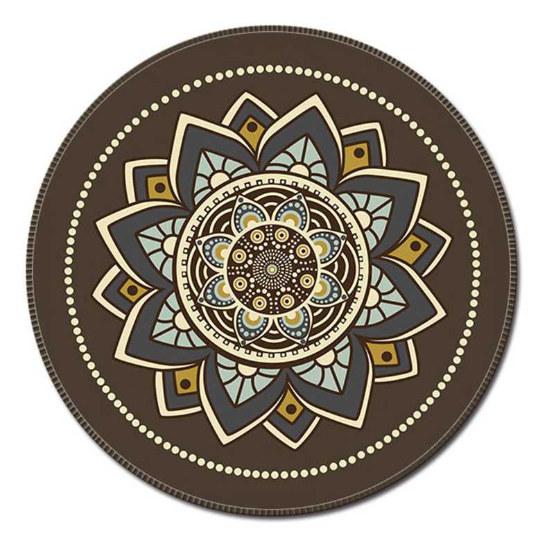 Mouse Pad Bulat Anti Slip Vintage Bohemian 200mm