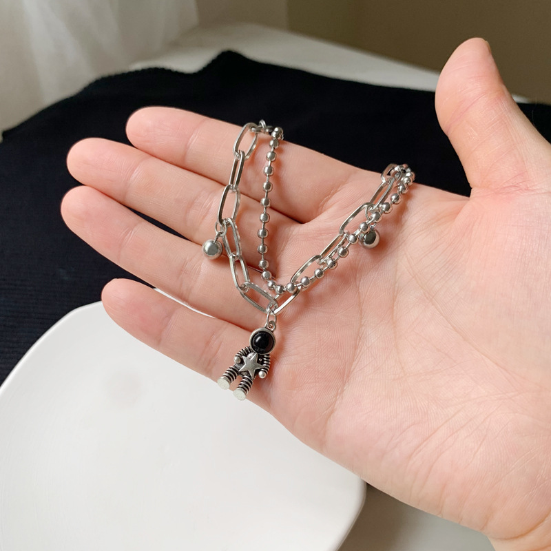 We Flower Gelang Rantai Liontin Bintang Luar Angkasa Warna Silver Untuk Unisex