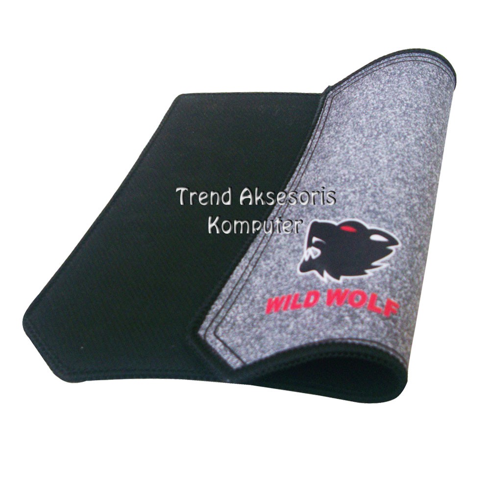 Trend-Hunter MousePad Gaming Bordir Wild Wolf 30 X 25 cm - Abu Abu