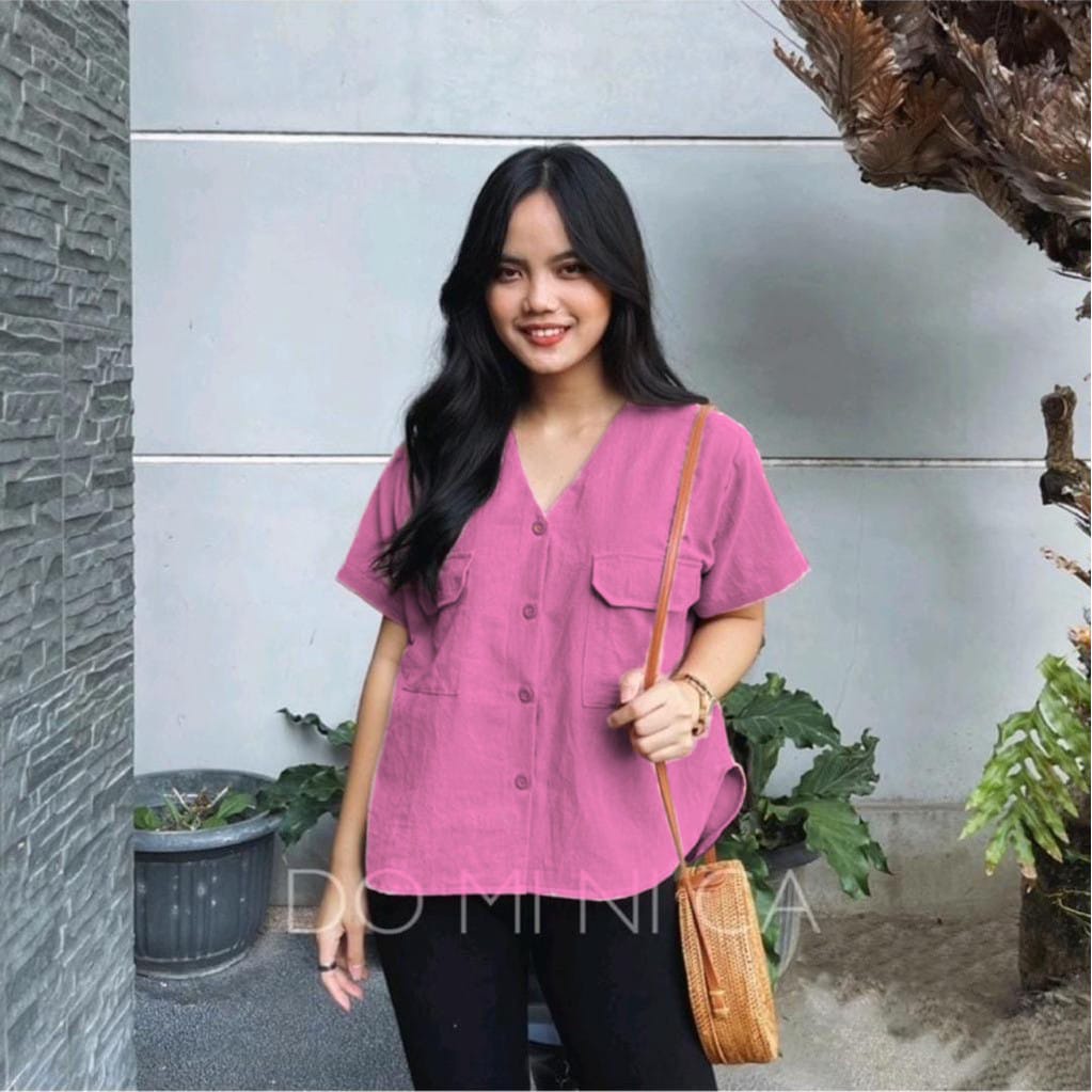 Sandra Blouse Oversize / Atasan Kemeja Wanita Jumbo XL-Fanta