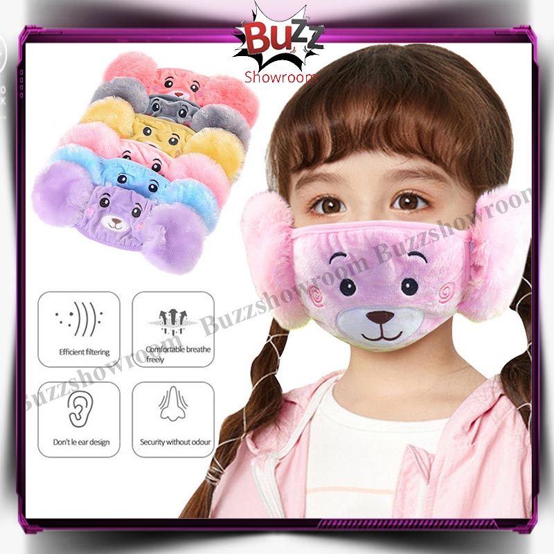 Earmuff mask masker mulut telinga anak import karakter panda winter