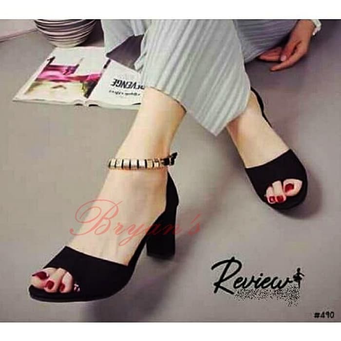 SEPATU HIGH HEELS WANITA CEWEK KANTOR KERJA FORMAL PESTA WARNA COKLAT HITAM V00142