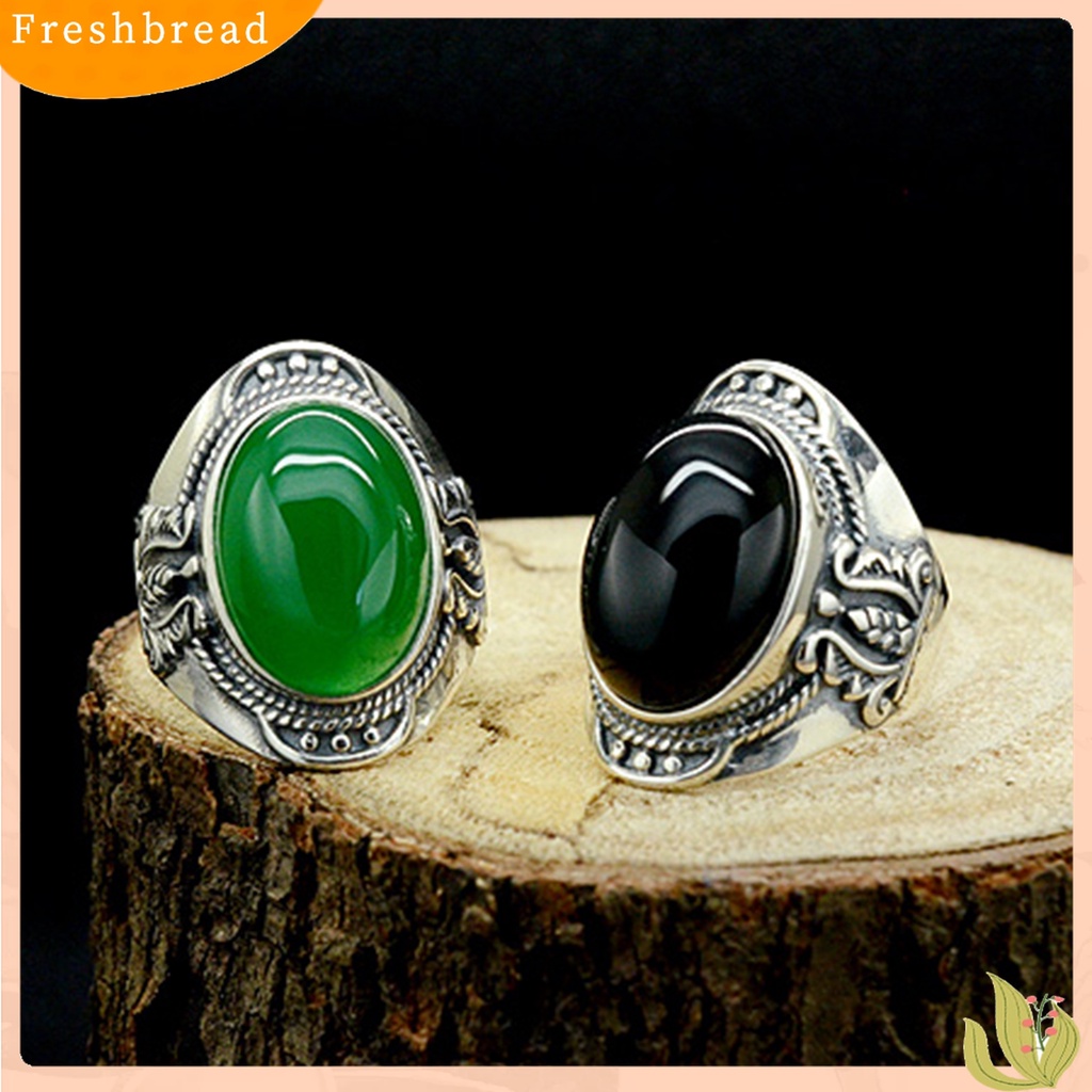 【Fresh】❀Men Vintage Artificial Gem Finger Ring Carving Band Jewelry Party Banquet Gift