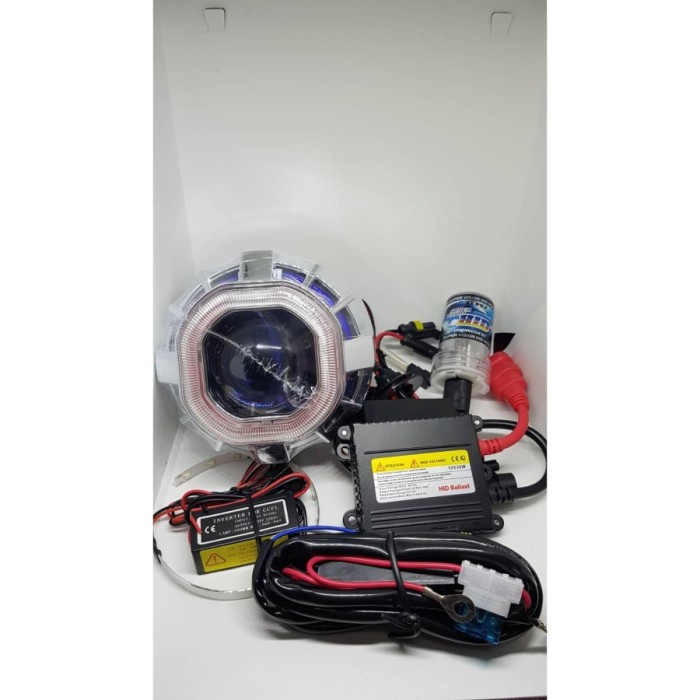 Lampu HID Projector 3.5 inch Blue Lens Kotak garansi Projie angeleyes