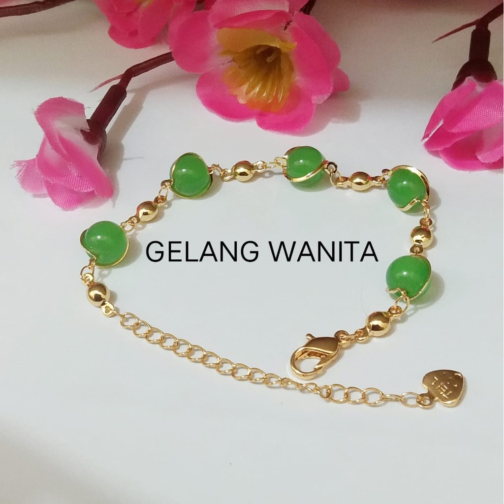 Kenten Acc - Gelang Kaki Perhiasan Wanita Warna Emas Xuping Bola Hijau / Gelang Kaki A-3