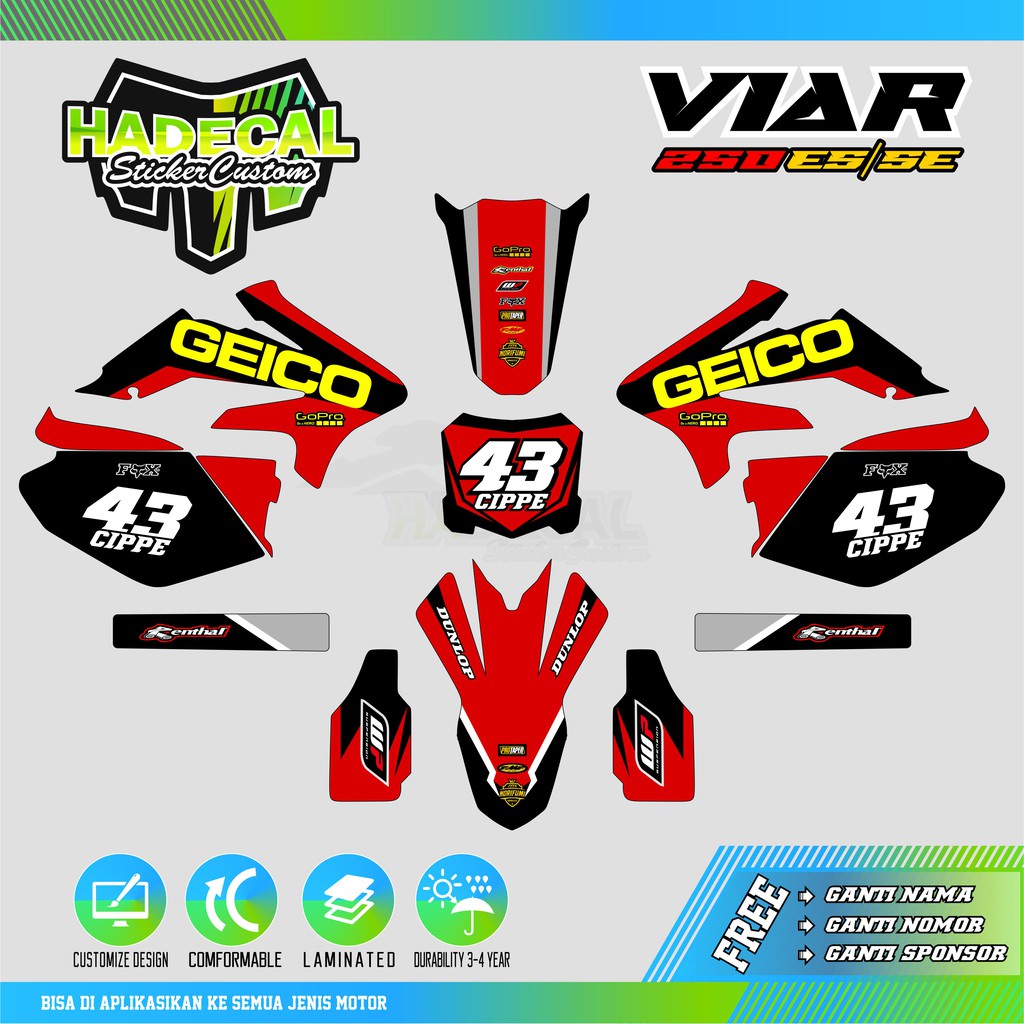 DECAL STICKER VIAR 250 CUSTOM