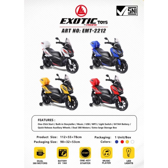 Motor Aki Mainan Anak Exotic EMT 2212 model NMAX