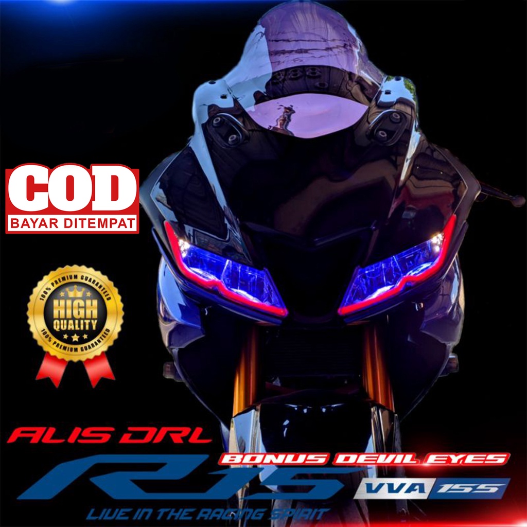 LAMPU ALIS DRL NEW R15 V3 BONUS DEVIL EYES LAMPU ALIS YAMAHA ALL NEW R15  LAMPU SENJA LAMPU ALIS LED