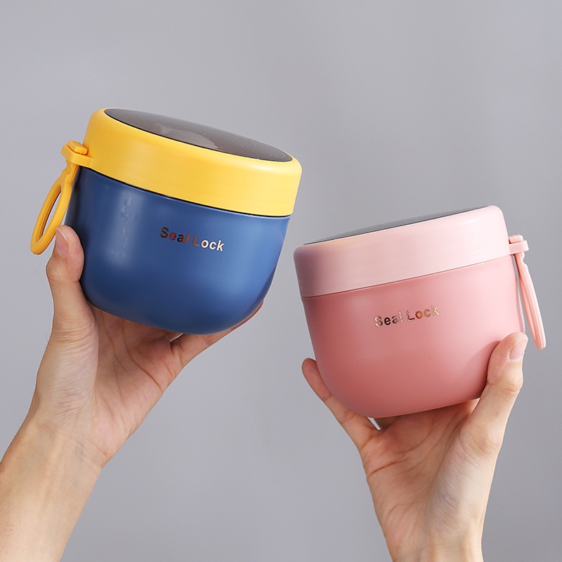 Portable Soup Cup Anti Tumpah Dengan Tutup Tahan Panas Dan Anti Tumpah