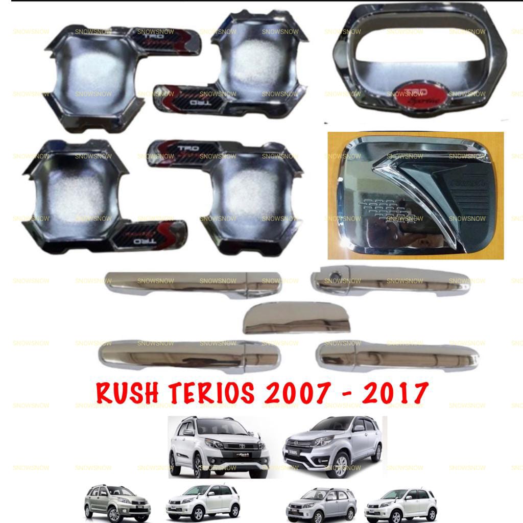 Paket Outer Handle Tank Cover Rush Terios Lama 2007 2015 2017 TRD Hitam Chrome