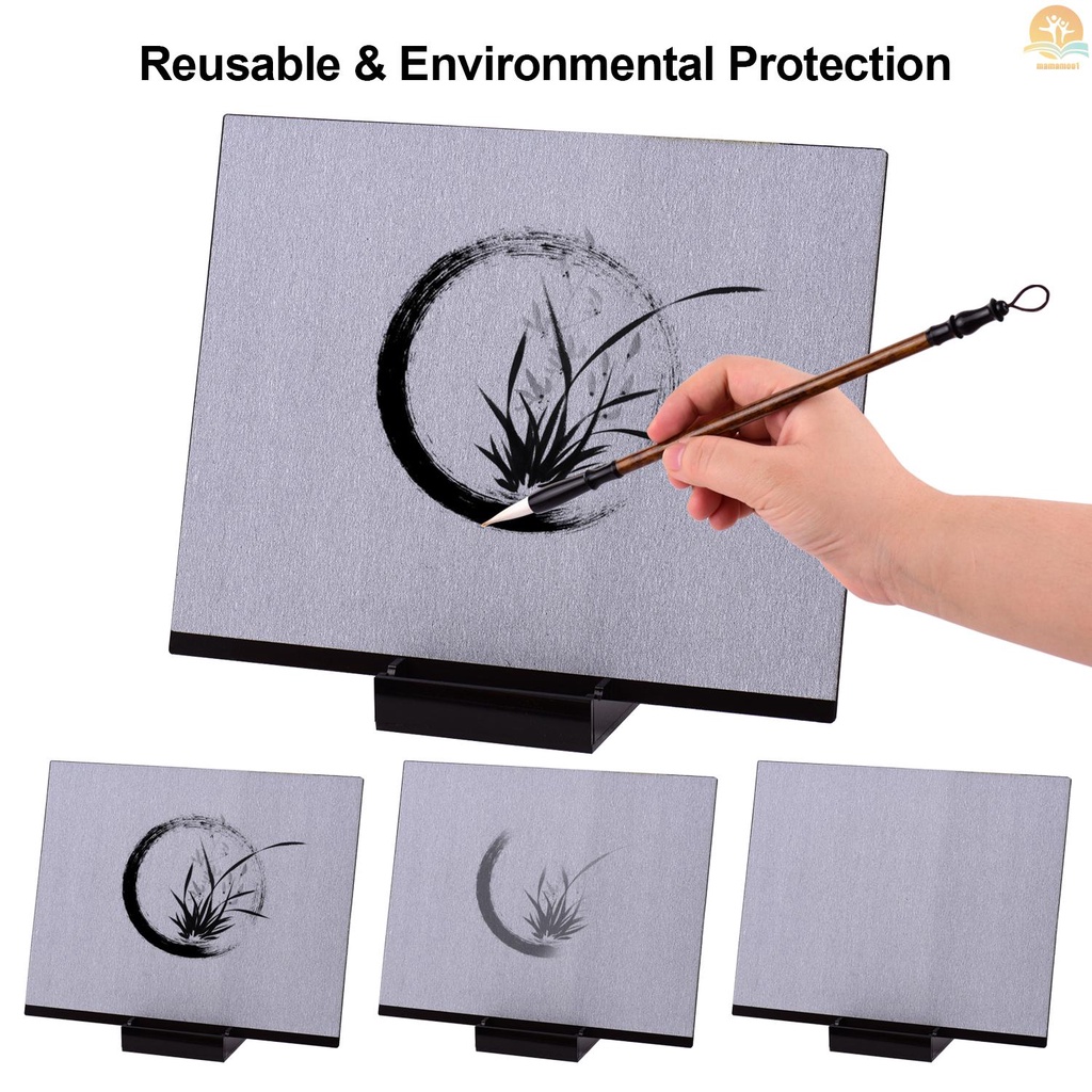 Reusable Buddha Board Artist Board Paint with Water Brush &amp; Stand Release Pressure Relaxation Meditation Art Mindfulness Relaxing Gift for Children Students Teenagers Adults Drawing Painting Writing