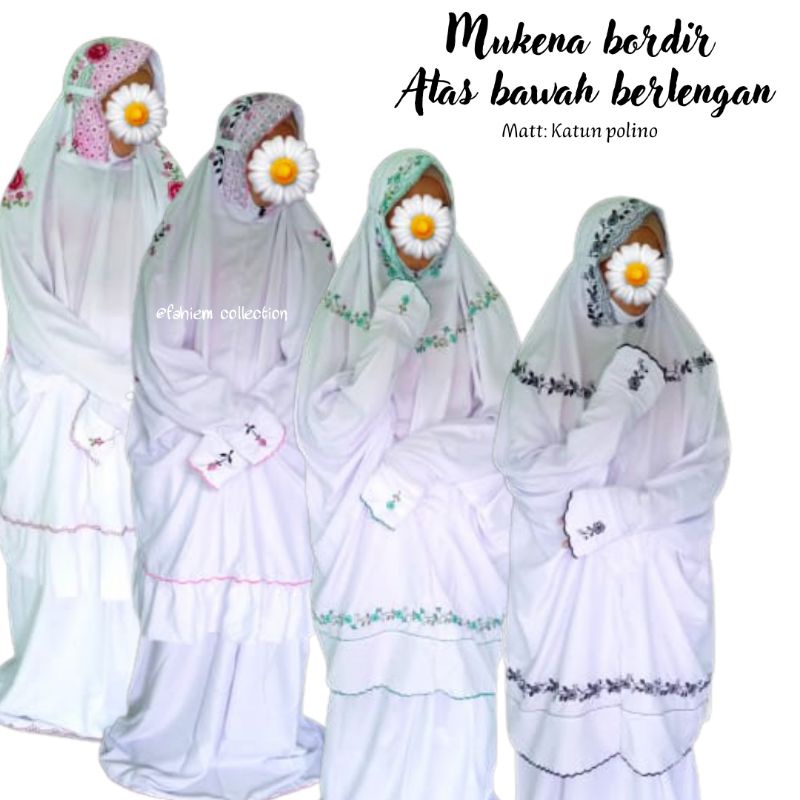 MUKENA BORDIR ATAS BAWAH/ POTONGAN BERLENGAN