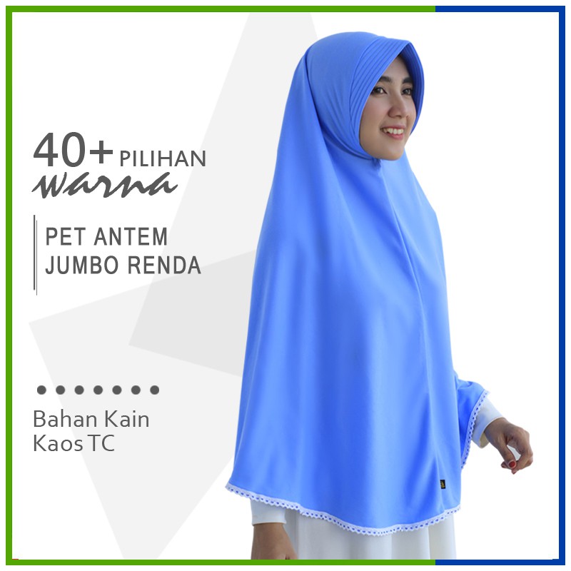 MAZOYA Jilbab Instan Renda Pet Antem Jumbo Bergo