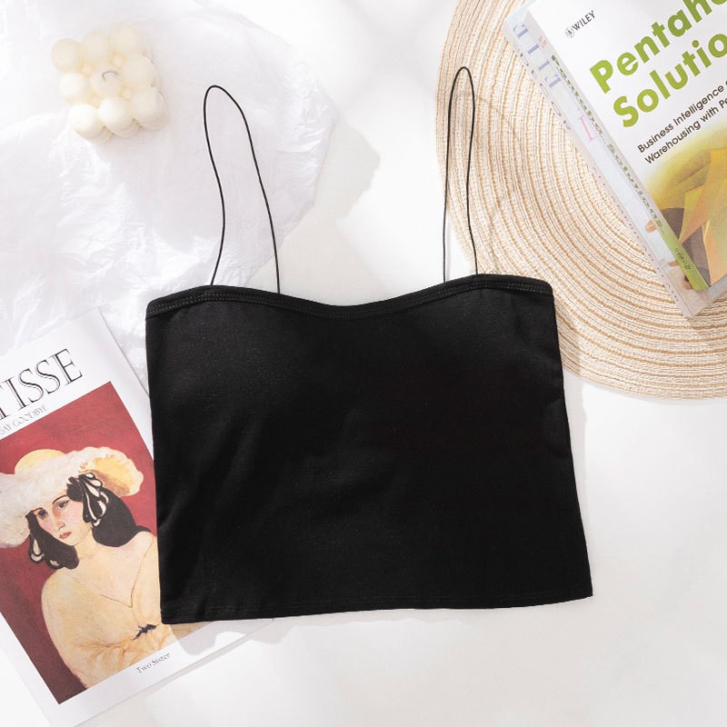 Tank Top Bra / Inner Kaos Tangtop Korean Tanktop Polos Elastis-Hitam