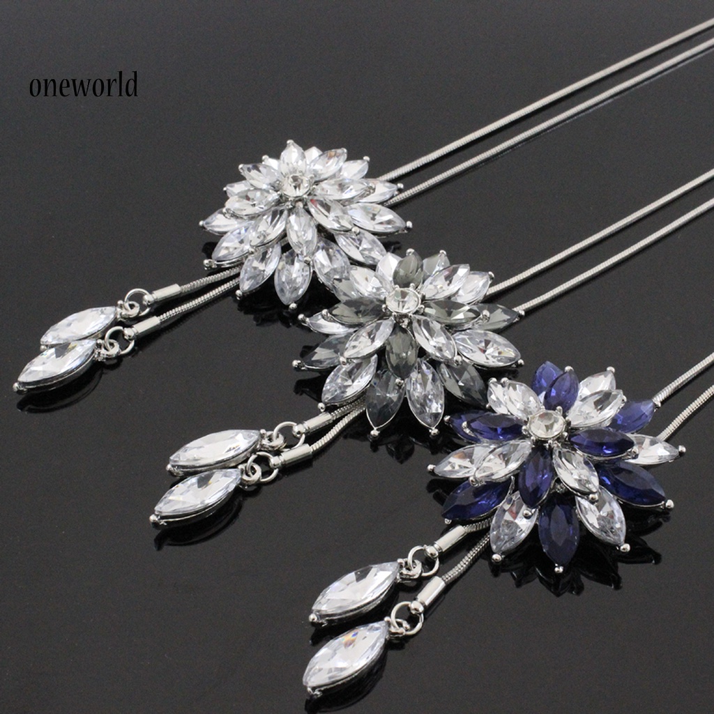 Ord Kalung Rantai Liontin Snowflake Hias Berlian Imitasi Untuk Wanita