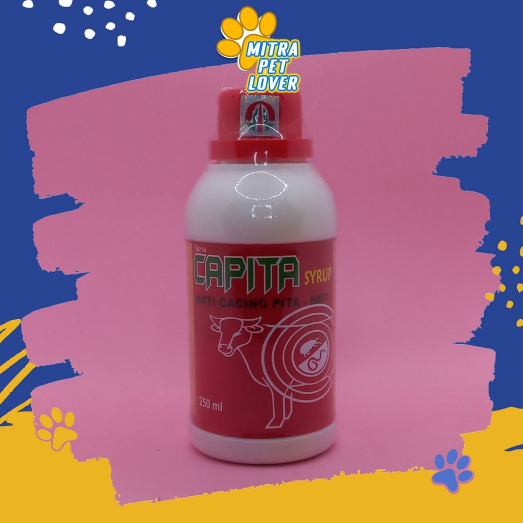 SIRUP OBAT CACING UNTUK TERNAK - CAPITA SYRUP 250ML - PADA SAPI KERBAU KAMBING DOMBA BABI , BASMI SEMUA JENIS CACING PITA, HATI GILIK - MURAH ASLI - PET ANIMAL HEALTHCARE &amp; VETERINARY TAMASINDO KESEHATAN &amp; VITAMIN HEWAN BINATANG PELIHARAAN MITRAPETLOVER