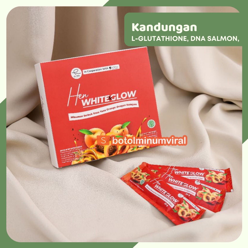 Minuman Kolagen Pemutih White &amp; Glow DNA Salmon L Glutathione Dr Hen